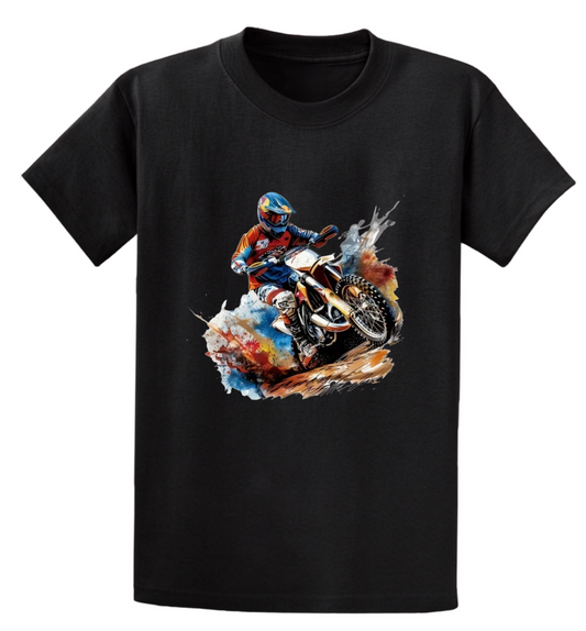 Motocross Watercolour Graphic Tee - Black