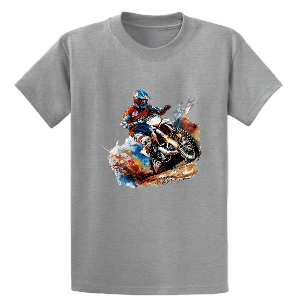 Motocross Watercolour Graphic Tee - Grey