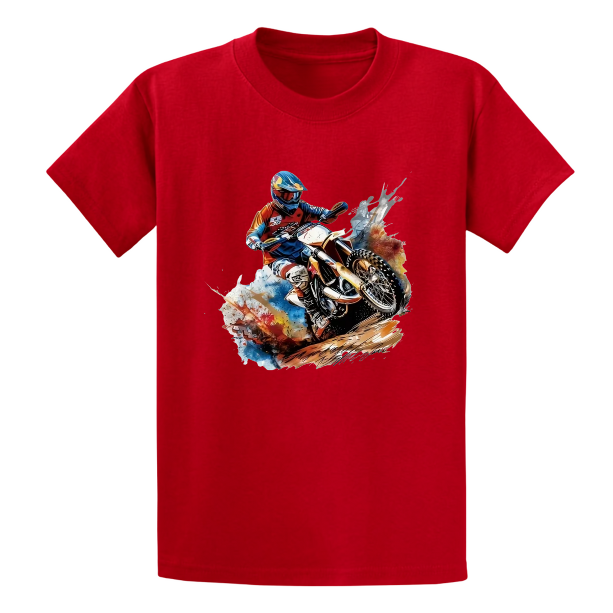 Motocross Watercolour Graphic Tee - Red